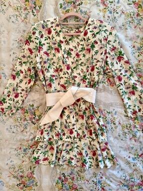Vintage 90s Floral Two-Piece Jacket And Dress Suit